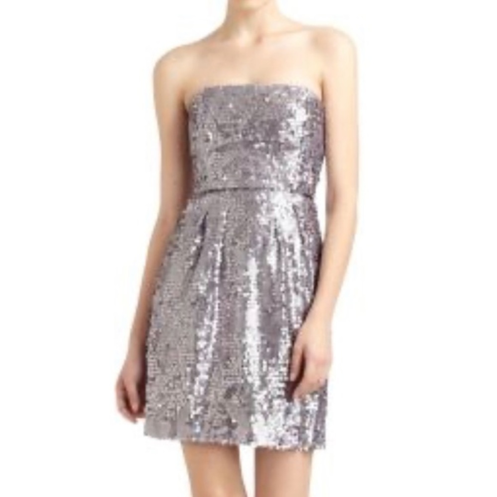 BCBGMaxAzria NWT Carole Sequin Strapless Mini Dress Lilac Mist Sz 10